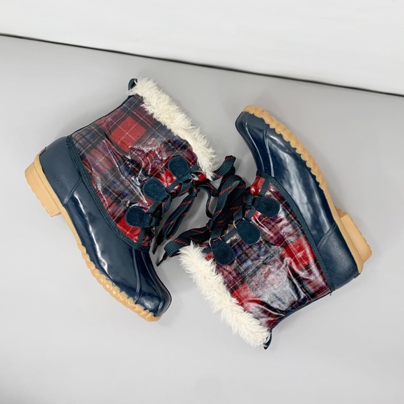 SPORTO Women's Kim Waterproof Plaid Rubber Faux Fur Snow Boots - Picture 4 of 9